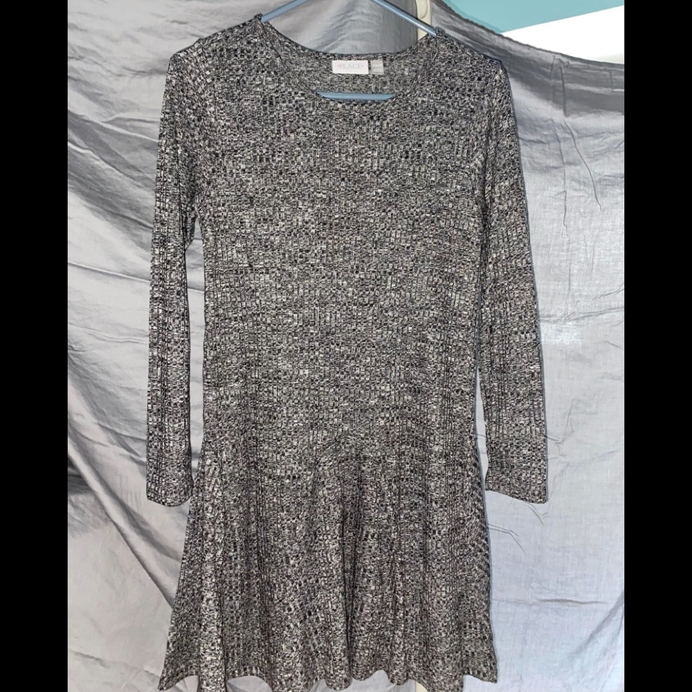 A comfortable black and white dress.
